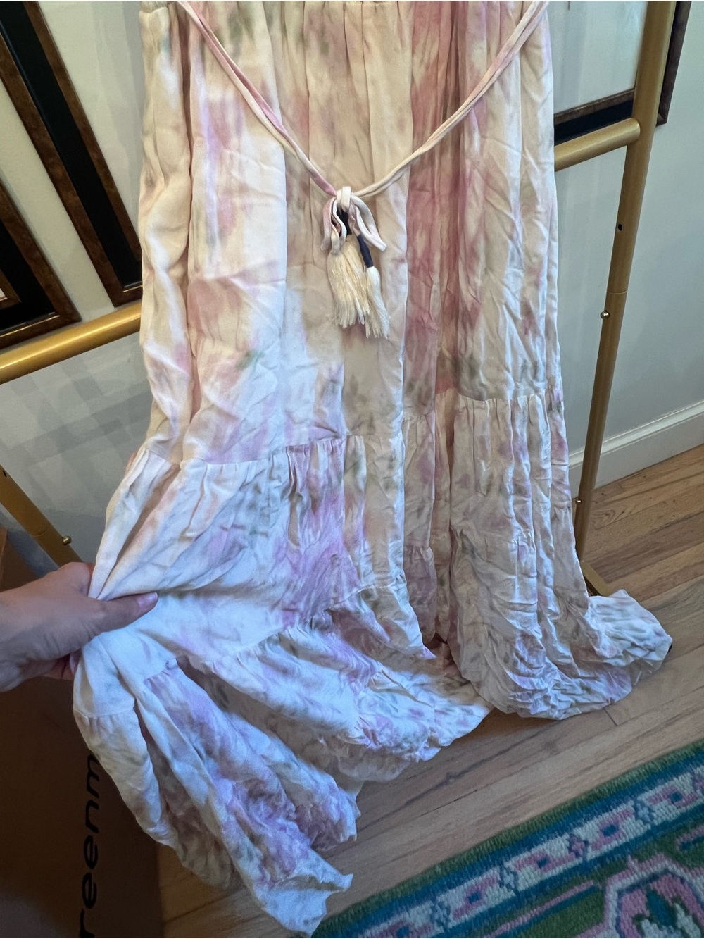Anthropologie Dolan Pastel Pink & Cream Tie-Dye Maxi Dress - Picture 6 of 6